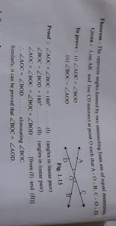 prove that the opposite angles formed by two intersecting lines are of ...