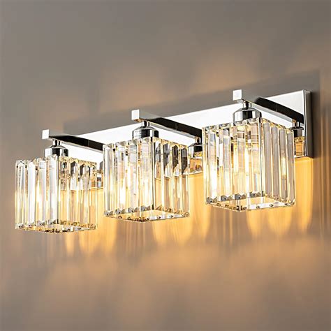 FDPBY Modern Bathroom Vanity Light 3-Lights Chrome Crystal Bathroom ...