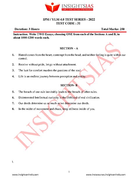 IPM YLM 1.0 2022 Essay Test Series - Insights and Evaluation - Studocu