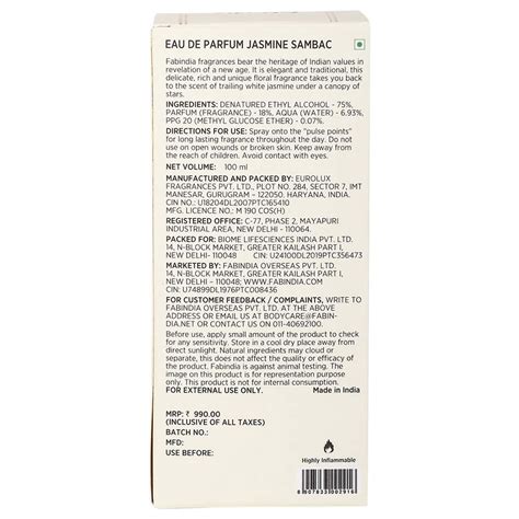 Buy FABINDIA JASMINE PERFUME- 100ML Online & Get Upto 60% OFF at PharmEasy