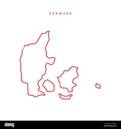 Denmark outline map. Danish red border. Country name. illustration ...