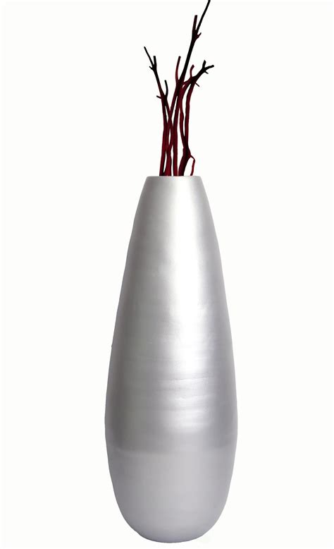 silver floor vase