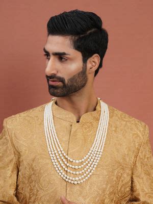 Buy Ruby Raang Studio Pearl White and Crystal Beaded Layered Necklace ...