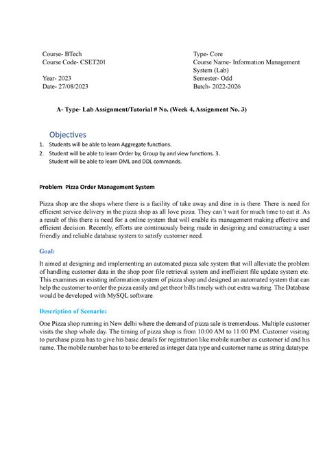 Lab 4 Set 3 - LAB ASSIGNMENTS - Course- BTech Type- Core Course Code ...