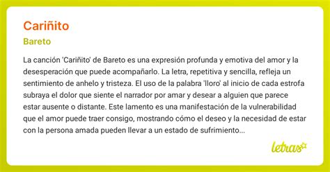 Significado de la canción CARIÑITO (Bareto) - LETRAS.COM