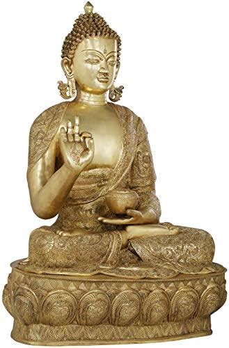 Exotic India Superfine Lotus Seated Lord Buddha Wearing Fully Carved ...