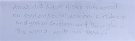How did Adolf Hitler influence political, social, economic, religious, an..