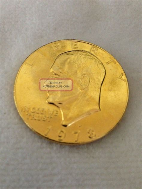 1978 D 24k Gold Plated Eisenhower Ike Dollar Coin Shiny