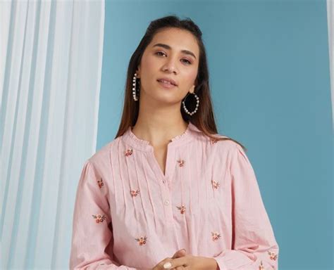 Pink Embroidered Cotton Top