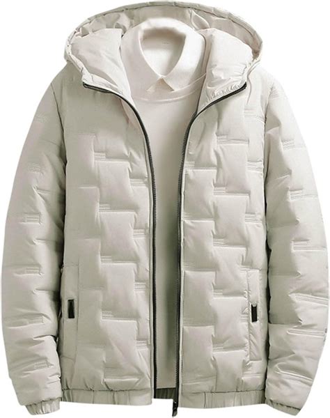 Puffer Jackets for Men Winter Hooded Coats Quilted Down Parkas Jackets ...