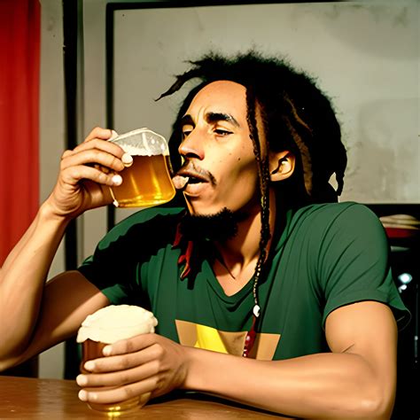 Bob Marley drinking Beer - Arthub.ai