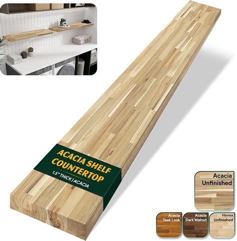 Amazon.com: Howizz Acacia Butcher Block Shelf 12" x 4ft x 1.5" Inches ...