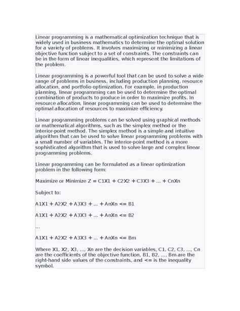 Image result for Business Mathematics Linear Programming