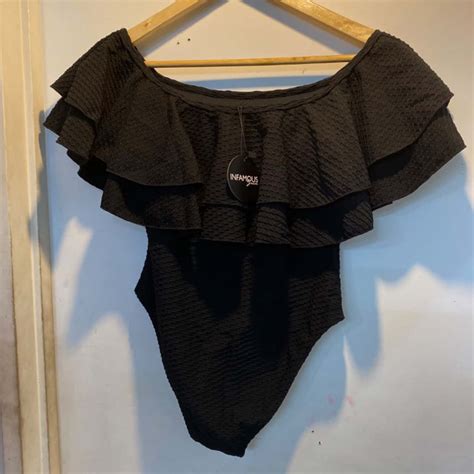 Infamous Swim Womens Size M Black Bathers