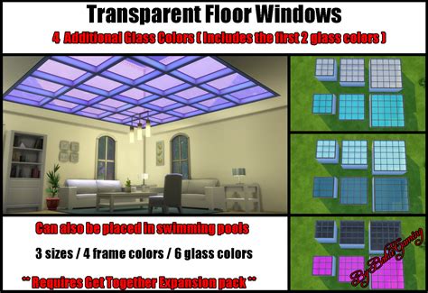 Transparent Floor Windows Additional Glass Colors - The Sims 4 Catalog