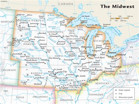 US Midwest Regional Wall Map by GeoNova - MapSales