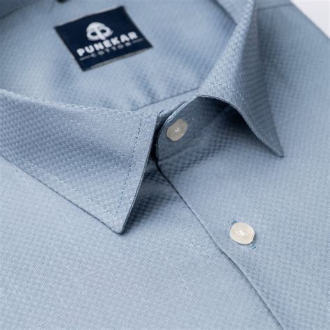 Light Blue Color Dobby Cotton Shirt For Men – Punekar Cotton