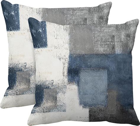 Amazon.com: Emvency Set of 2 Blue White and Gray Throw Pillow Covers ...