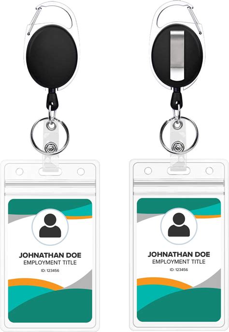 2 Pack ID Badge Holder with Clip Badge Reels Retractable Heavy Duty ...