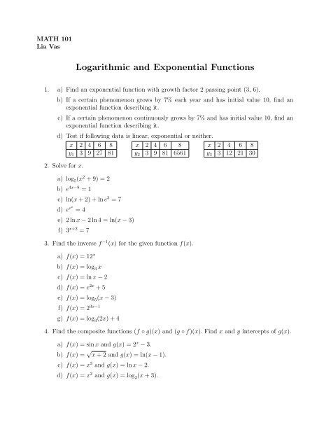 Image result for Exponential and Logarithmic Functions