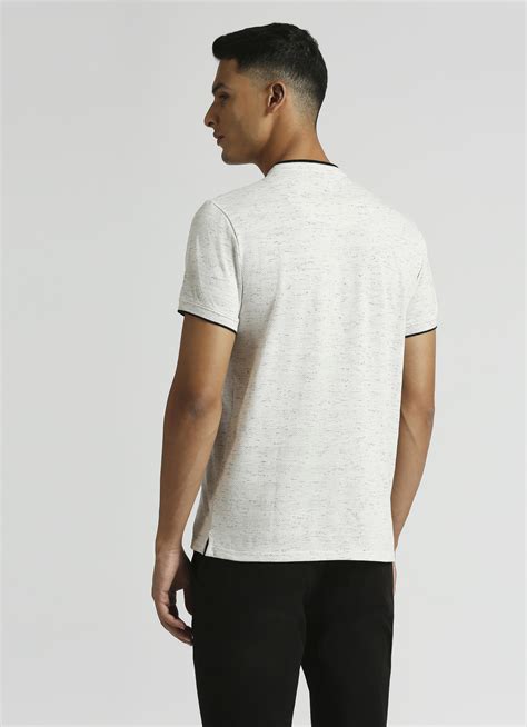 White Mandrin Collar Popcorn Short Sleeve Polo | Pepe Jeans India