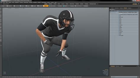 3D Crouching American Football Player Black Uniform model | 3D Molier ...