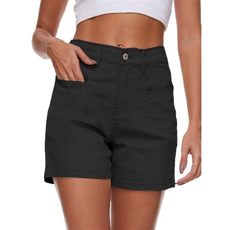 Black Women's Shorts, Women Denim Shorts Cut Off Mid Jean Shorts,Women ...