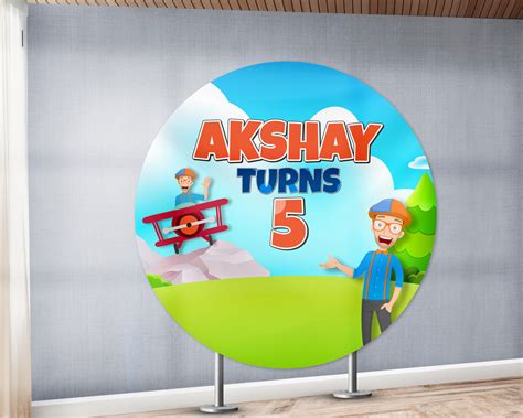 Blippi Theme Customized Round Backdrop | Birthday Party Combo Kits ...