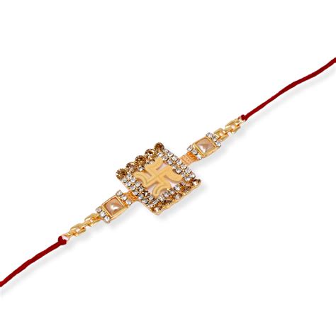 Swastik Rakhi with Roli chawal n Rakshabandhan Gift Card for Bhaiya n ...