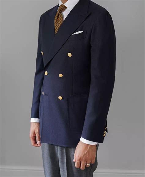 Men's Navy Blue Double Breasted Blazer Wedding Casual Event Party ...