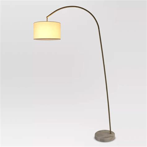 West Elm Shaded Arc with Marble Base Floor Lamp Brass - AptDeco