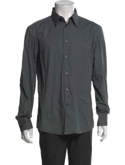 Versace Collection Printed Long Sleeve Dress Shirt - Grey Dress Shirts ...
