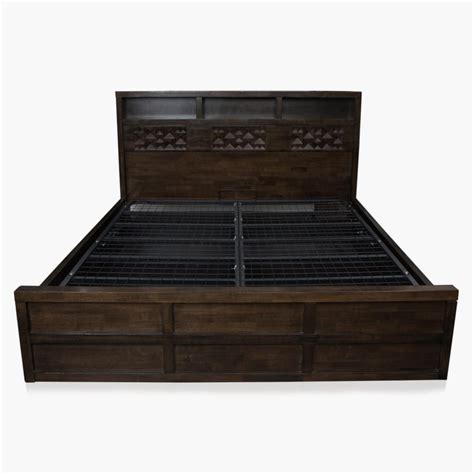 Buy Rio Queen Bed with Hydraulic Storage - Brown from Home Centre at ...
