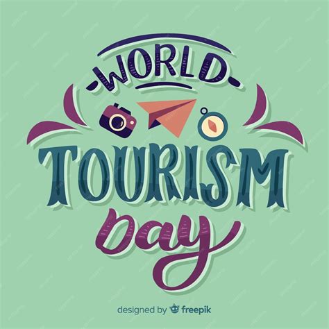 Wereld toerisme dag belettering achtergrond | Gratis Vector