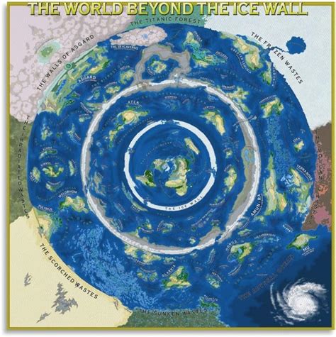 Flat Earth Map, World Beyond The Ice Wall Canvas Macao | Ubuy