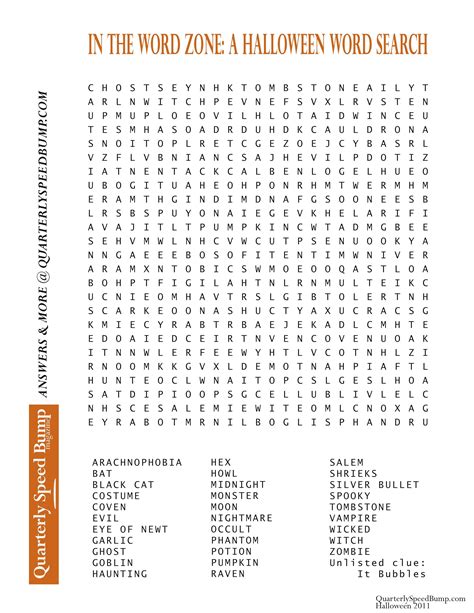 Halloween Word Search Printable Hard