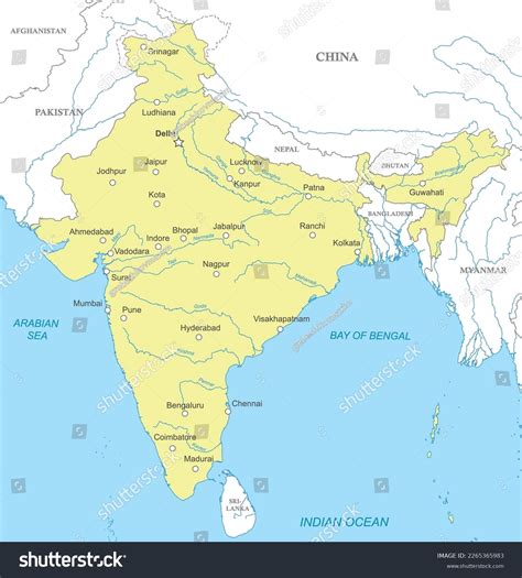 Political Map India National Borders Cities: เวกเตอร์สต็อก (ปลอดค่า ...