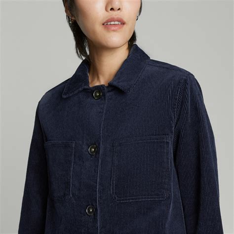 The Corduroy Long Shirt Jacket Navy – Everlane