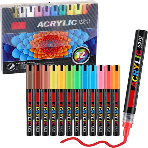 FunBlast Acrylic Colors Marker Set - DIY Color Markers, Pack of 12 ...
