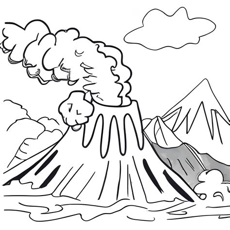 Volcano Coloring Page · Creative Fabrica