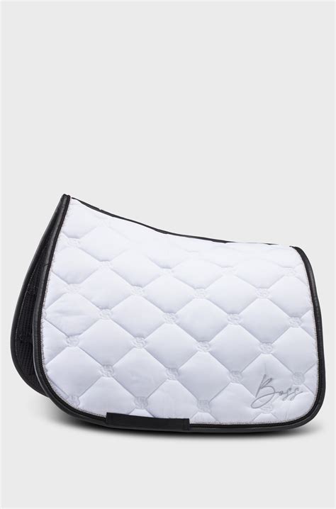 BOSS - Equestrian dressage saddle pad with crystal trim - White