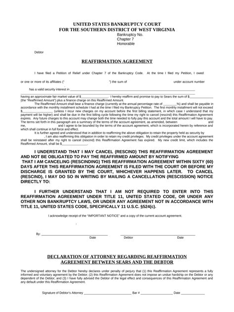 Chapter 7 Reaffirmation Agreement - Fill Out, Sign & Share Online ...