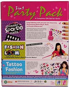 RATNA'S Toy Mall 3 in 1 Party Pack Game (Nail Art, Fashion Loom, Tattoo ...