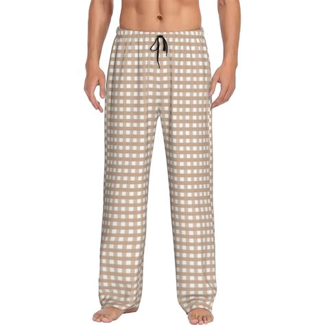Disketp Brown Gingham Men'S Pajama Pants - Ultra Soft Fleece Sleep And ...