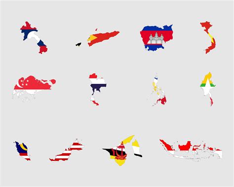 Southeast Asia Countries Flag Maps SVG SEA County Nation - Etsy