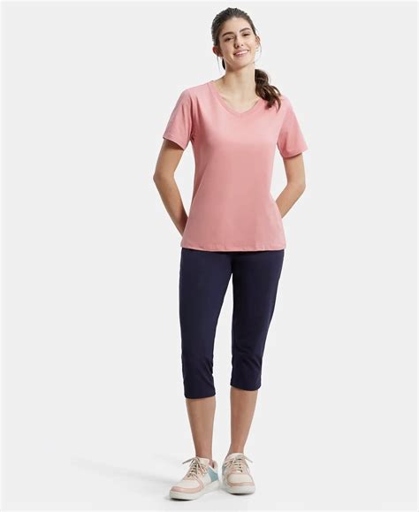 Buy Super Combed Cotton Rich Fabric Relaxed Fit V-Neck Half Sleeve T ...