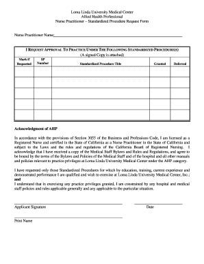 Fillable Online lomalindahealth PF-AHP-Nurse Pract Revised 12-05. AHP ...