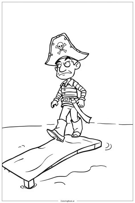 Pirate Walking the Plank Coloring Page (Free PDF&PNG Printable)
