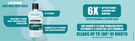 Buy Listerine Cool Mint Mild Taste Mouthwash Liquid, Removes 99.9% ...