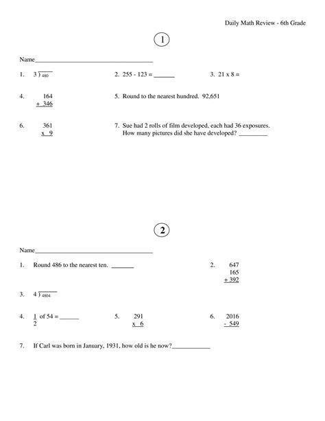 Image result for 6th Grade Math Questions